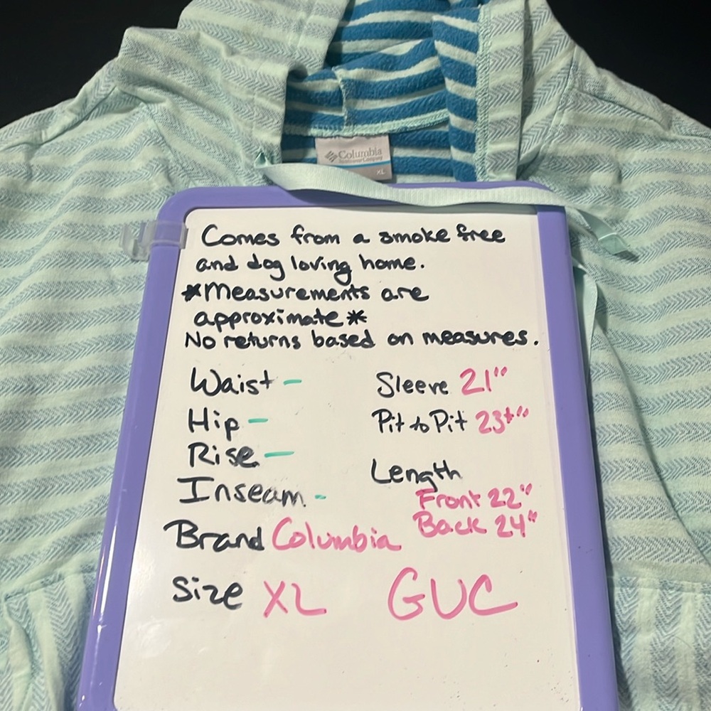 Columbia XL Striped Pullover Hoodie Soft zip up GUC - Picture 6 of 10